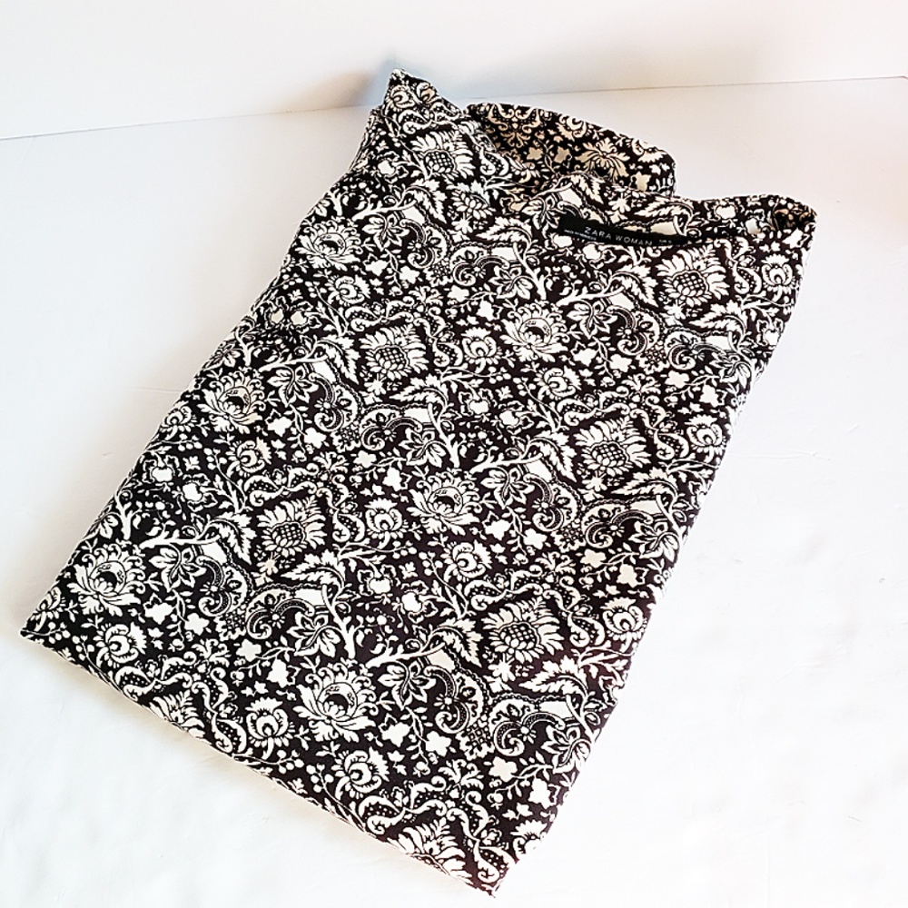ZARA Woman Black & White Floral Sheath Dress S - Picture 7 of 7